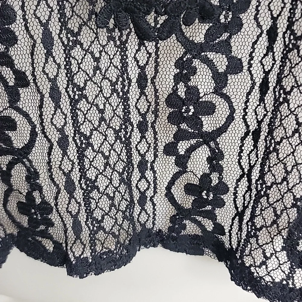 Hollister Black Open Net Lace Short Crop Top XS